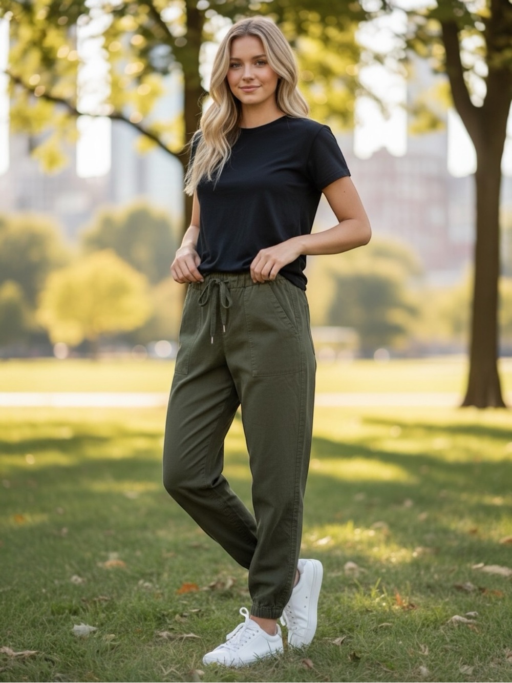 Levi's Olive Green Women’s  Joggers with Drawstring Waistband - Size (XS)
